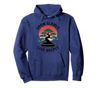 Crecer Lentamente Vivir Profundamente Bonsai Retro Atardecer Sudadera con Capucha