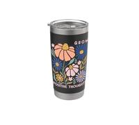 Crecer Pensamientos Positivos Flores Boho Bondad Salud Mental Vaso térmico de acero inoxidable de doble pared