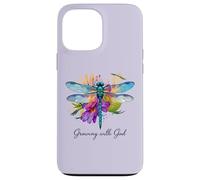 Creciendo con Dios Floral Dragonfly Christian Carcasa para iPhone 13 Pro Max
