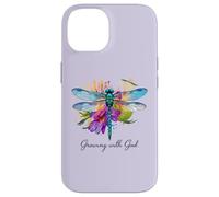 Creciendo con Dios Floral Dragonfly Christian Carcasa para iPhone 14