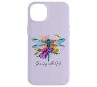 Creciendo con Dios Floral Dragonfly Christian Carcasa para iPhone 14 Plus