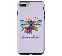 Creciendo con Dios Floral Dragonfly Christian Carcasa para iPhone 7 Plus/8 Plus