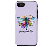 Creciendo con Dios Floral Dragonfly Christian Carcasa para iPhone SE (2020) / 7 / 8