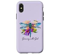 Creciendo con Dios Floral Dragonfly Christian Carcasa para iPhone X/XS