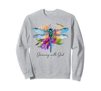 Creciendo con Dios Floral Dragonfly Christian Sudadera