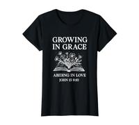 Creciendo en Gracia Permanecer en Amor Juan 15:9-10 Cristiano Camiseta gráfica económica, Mujer, Negro, XL