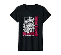 Crecimiento Silencioso: Florece a Tu Propio Ritmo Camiseta gráfica económica, Mujer, Negro, M