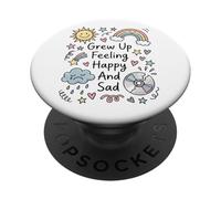 Creció sintiéndose Feliz y Triste Estados de ánimo de la Infancia Doodle Collage PopSockets PopGrip Adhesivo