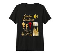 Credencial Símbolos Camino Finisterre Santiago de Compostela Camiseta Premium