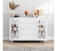 Credenza bianca a specchio con manici in cristallo fresco per soggiorno e sala da pranzo stile lussuoso WF297576577WAA