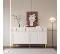 Credenza con manici e gambe dorate 4 ante 4 cassetti en laminado estraibile adatta per soggiorno e sala da pranzo 140 x 37 8 x 82 cm
