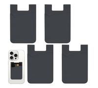 Credit Card Holder, Sticky Phone Wallet, 4-Pack Portable Destacable Silicone Pocket for Smartphones, Secure ID & Cash Sleeve, Ultra-Slim Grip Pouch Travel, 2,2 x 3,39 pulgadas
