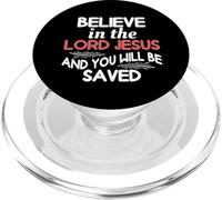 Cree en el Señor Jesús y serás Salvo PopSockets PopGrip para MagSafe
