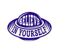 Cree en ti mismo, diseño tipográfico con citas sobre extraterrestres y ovnis. Calcomanías de pared de PVC 50.4x76.4cm Decoración de carrocerías Azul oscuro