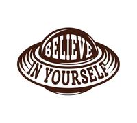 Cree en ti mismo, diseño tipográfico con citas sobre extraterrestres y ovnis. Calcomanías de pared de PVC 36x54.6cm Embellecimiento de paredes Café