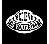 Cree en ti mismo, diseño tipográfico con citas sobre extraterrestres y ovnis. Calcomanías de pared de PVC 50.4x76.4cm Pintura mural artística Blanco