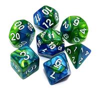 CREEBUY Blue Mix Green DND - Juego de dados poliédricos para Dungeon and Dragons D&D Pathfinder, juego de rol, RPG, con bolsa de dados
