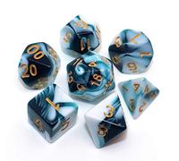 CREEBUY D&D Dados Dados Dados Azul-Verde Blanco para Dungeon and Dragons DND 7 Dados D20 D12 D% D10 D8 D6 D4