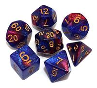 CREEBUY Dados con Purpurina para Dungeon and Dragons - Juego de Dados Poliédricos para D&D, Warhammer, RPG y Juegos de Mesa - Mezcla de Azul y Rojo