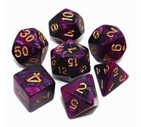 Creebuy Dados DND para Juegos de rol poliédricos, 7 Piezas, para Dungeon and Dragons, MTG, D&D, D20, D12, D10, D8, D6, D4, Color Negro y Morado
