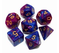 Creebuy Dados DND para Juegos de rol poliédricos, 7 Piezas, para Dungeon and Dragons, MTG, D&D, D20, D12, D10, D8, D6, D4, Color Azul y Morado