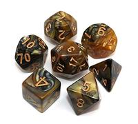 CREEBUY Dados DND poliédricos para Mazmorras y Dragones D&D, Juego de rol, Mezcla de Oro y Negro, Dados con Bolsa de Dados
