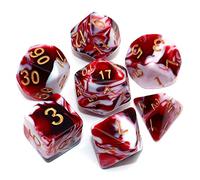 CREEBUY DND - Juego de dados rojos y blancos para Dungeon and Dragons D&D MTG 7 dados poliédricos RPG