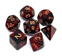 CREEBUY DND - Juego de dados RPG rojo y negro para Dungeon and Dragons D&D MTG 7 dados poliédricos