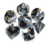 CREEBUY DND RPG - Juego de dados poliédricos en blanco y negro para Dungeon and Dragons D&D Pathfinder, juego de rol con bolsa de dados