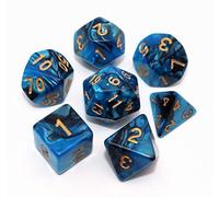 CREEBUY Juego de 7 Dados poliédricos para Mazmorras y Dragones, Juego de rol, Color Azul con Negro