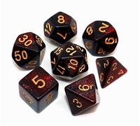 CREEBUY Juego de 7 Dados poliédricos para Mazmorras y Dragones, Juego de rol, Color Rojo con Niebla Negra
