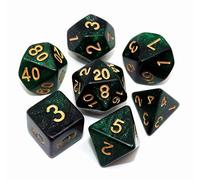 CREEBUY Juego de dados poliédricos DND con purpurina para Dungeon and Dragons D&D RPG juegos de rol Green Mix Black Nebula dados