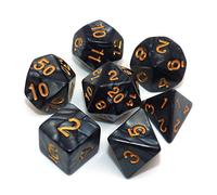 CREEBUY Juego de dados poliédricos DND negro perla para Dungeon and Dragons D&D Pathfinder RPG MTG Dice D20 D12 D10 D8 D6 D4
