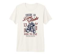 Creede Colorado Motocicleta Skull Rider Diseño Vintage Camiseta Premium