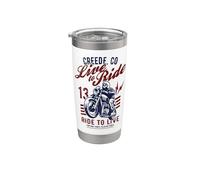 Creede Colorado Motocicleta Skull Rider Diseño Vintage Vaso térmico de acero inoxidable de doble pared