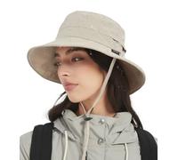 Creekstone - Sombrero de cubo impermeable para lluvia para mujeres y hombres, sombreros de sol UPF50+, sombrero de verano plegable, para senderismo, viajes, sombrero de ala suelta para el sol, beige