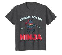Créeme Soy Un Ninja Samurai Artes Marciales Hombre Regalo Camiseta, Niños, Jaspeado Oscuro, 8 años