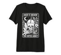 Creep It Brewin Skull Iced Coffee Occult Tarot Halloween Camiseta Premium