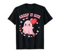 Creep It Cute Kawaii Ghost Divertido Halloween Día de San Valentín Camiseta
