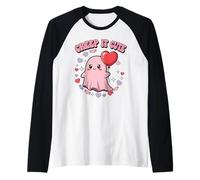 Creep It Cute Kawaii Ghost Divertido Halloween Día de San Valentín Camiseta Manga Raglan