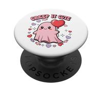 Creep It Cute Kawaii Ghost Divertido Halloween Día de San Valentín PopSockets PopGrip Adhesivo