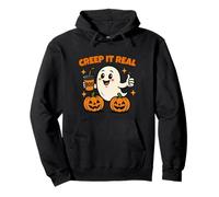 Creep It Real Funny Halloween Cute Ghost and Pumpkin Sudadera con Capucha