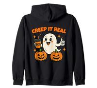 Creep It Real Funny Halloween Cute Ghost and Pumpkin Sudadera con Capucha