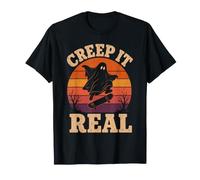 Creep It Real Halloween Fantasma Retro Divertido Camiseta
