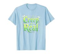 Creep it Real: Tipografía gótica Espeluznante de Halloween Camiseta, Hombre, Azul Bebé, XL
