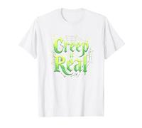 Creep it Real: Tipografía gótica Espeluznante de Halloween Camiseta, Hombre, Blanco, L