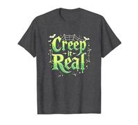 Creep it Real: Tipografía gótica Espeluznante de Halloween Camiseta, Hombre, Jaspeado Oscuro, XL