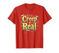 Creep it Real: Tipografía gótica Espeluznante de Halloween Camiseta, Hombre, Rojo, XL
