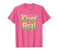 Creep it Real: Tipografía gótica Espeluznante de Halloween Camiseta, Hombre, Rosa Jaspeado, M