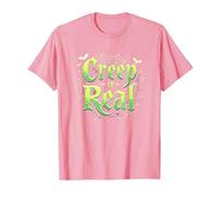 Creep it Real: Tipografía gótica Espeluznante de Halloween Camiseta, Hombre, Rosado, M